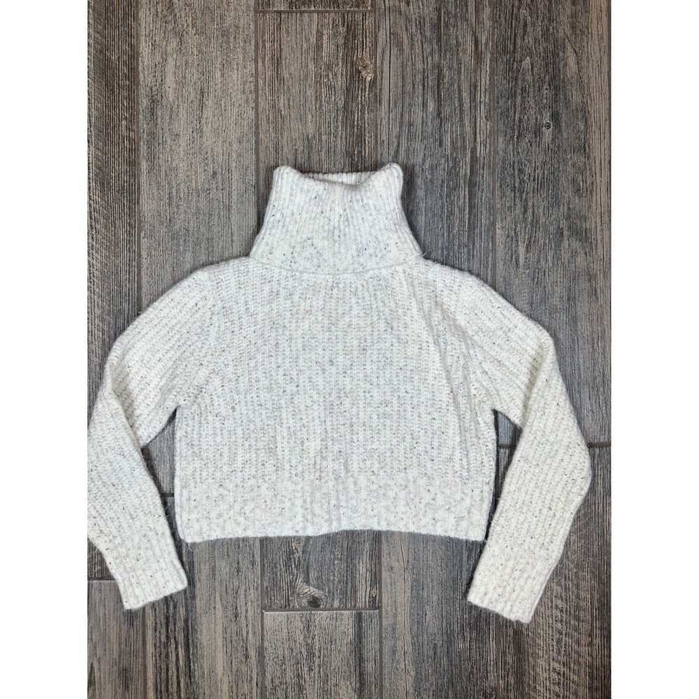POL Los Angeles Women's Cream Chunky Knit Turtleneck Cropped Sweater Pullover‎